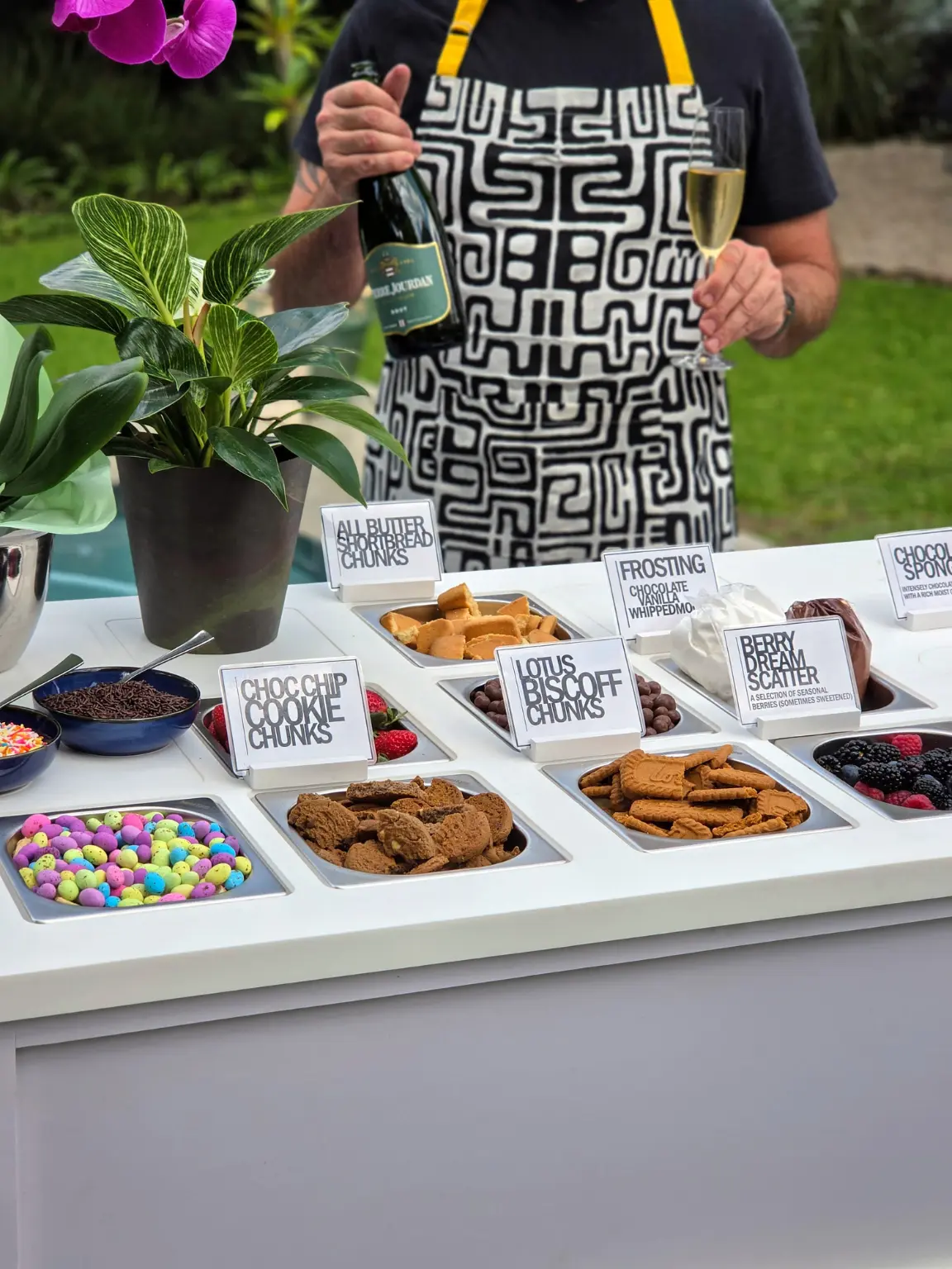 The Dolci Cart with loaf cakes, toppings and sweet accompaniments